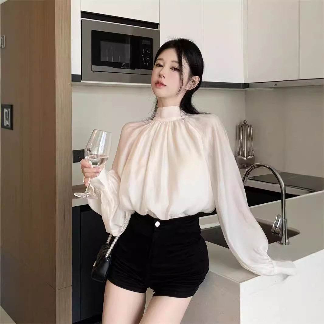Autumn French Style Temperament Tie Bow Loose And Stylish Long Sleeves - Velora