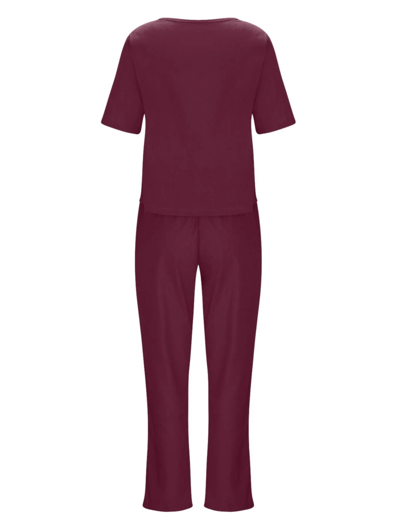 Full Size Round Neck Short Sleeve Top and Pants Set Plus Size - Velora