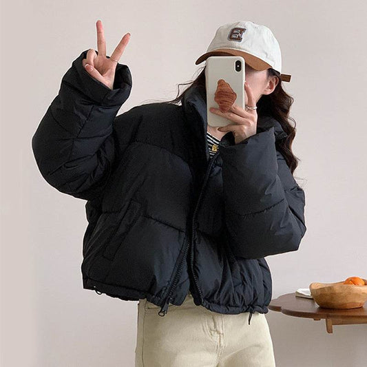 New Stand Collar Short Coat Fashion Bread Cotton-padded Coat Cropped Parkas Women Clothing - Velora