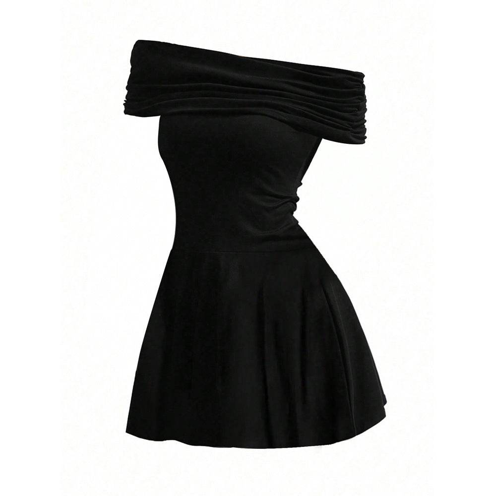 Pure Desire Style Off-shoulder Dress Off-neck High Waist Skirt Fashion Dress - Velora