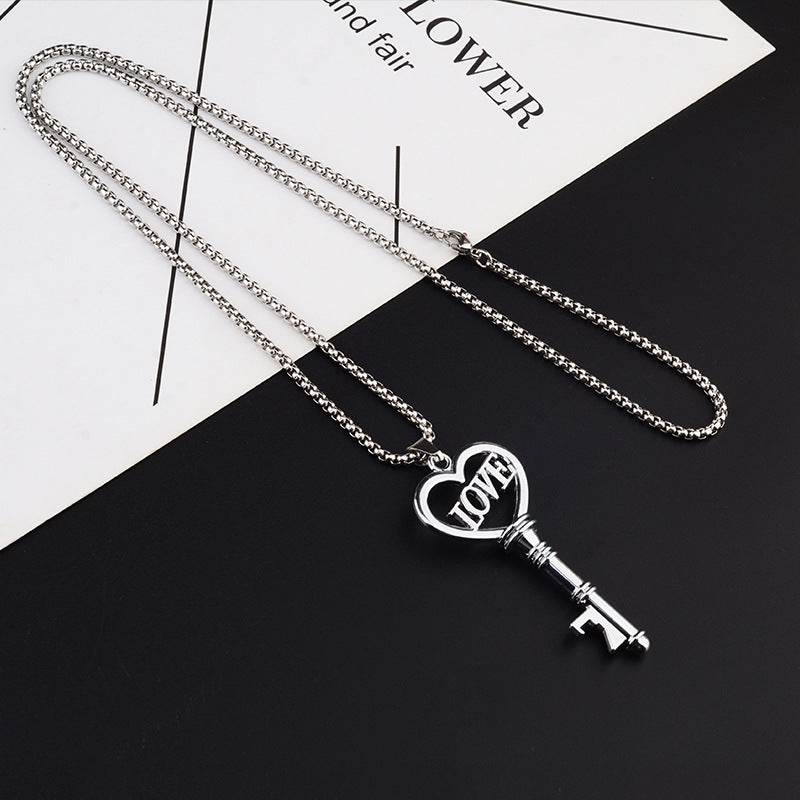 Stainless Steel Necklaces Sweet Heart Key Pendants Choker Chain Korean Fashion Jewelry For Women Jewelry Gifts - Velora