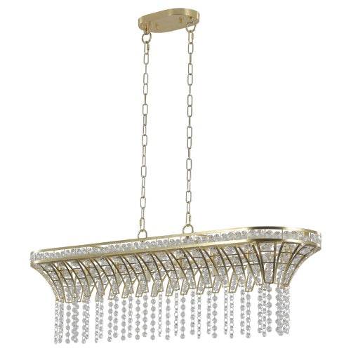 Modern Champagne Gold Kitchen Island Lamp - Oval Crystal Ceiling Chandelier - Velora