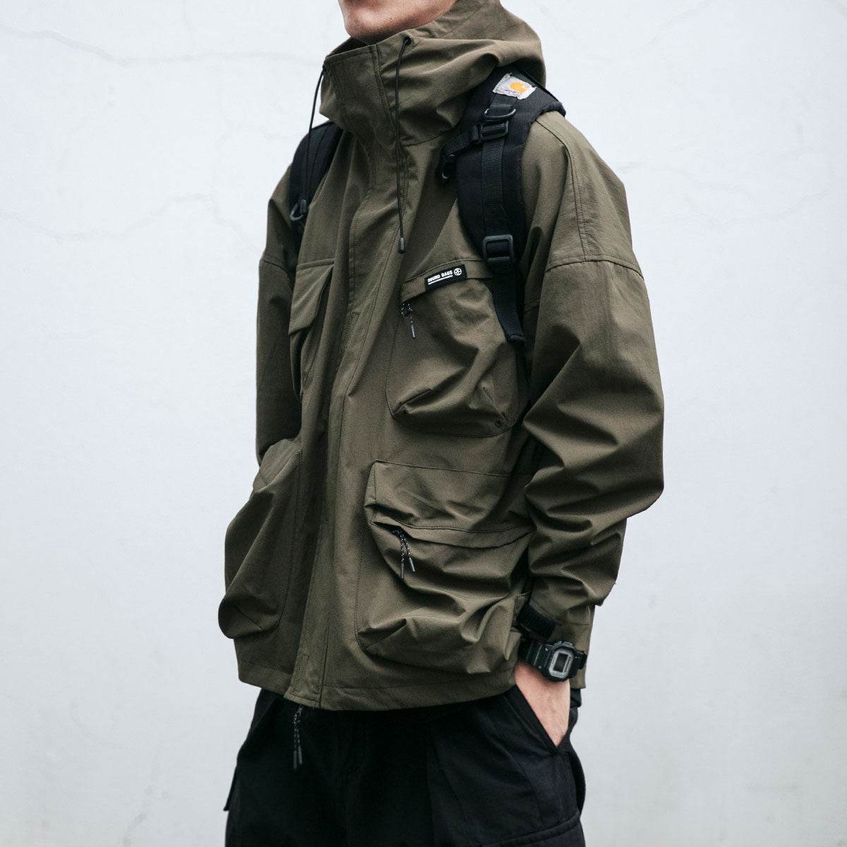 Hooded Jacket Men's Loose Three-dimensional Pocket Functional Windproof Jacket Casual Clothing - Velora