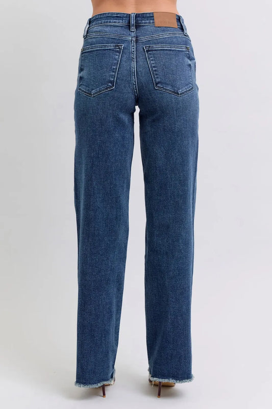 Judy Blue Full Size Raw Hem Mid Rise Jeans - Velora