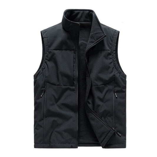 Men's Double-sided Fleece Vest Winter Warm Loose Sleeveless Tank Outdoor Workwear Vest Clothing - Velora