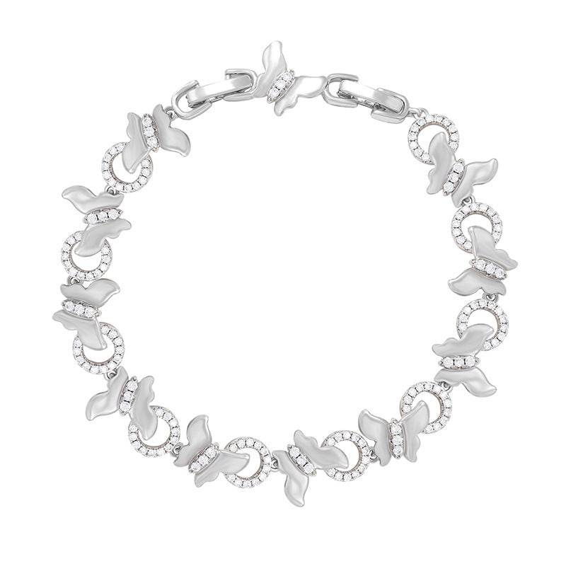 Copper Inlaid Zircon Smart Butterfly Stitching Bracelet European And American High-grade Bracelet - Velora