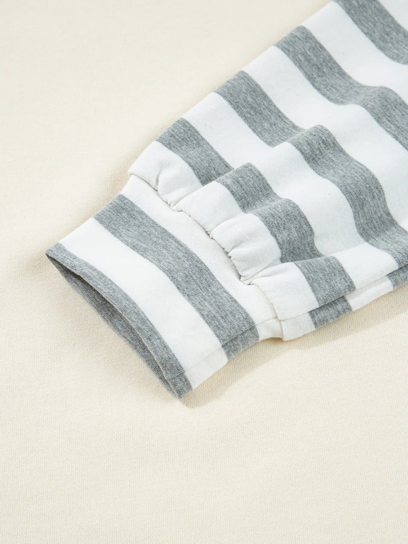 Striped Patchwork Long Sleeve Round Neck Two-in-one Top - Velora