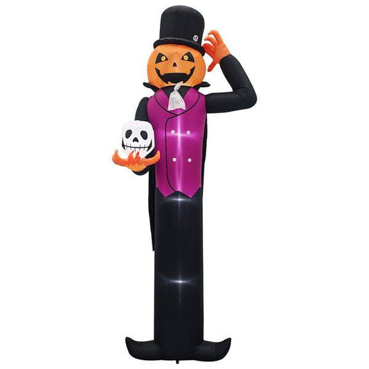 12ft Caped Pumpkin Man, Halloween Inflatable Decoration 12V - Velora