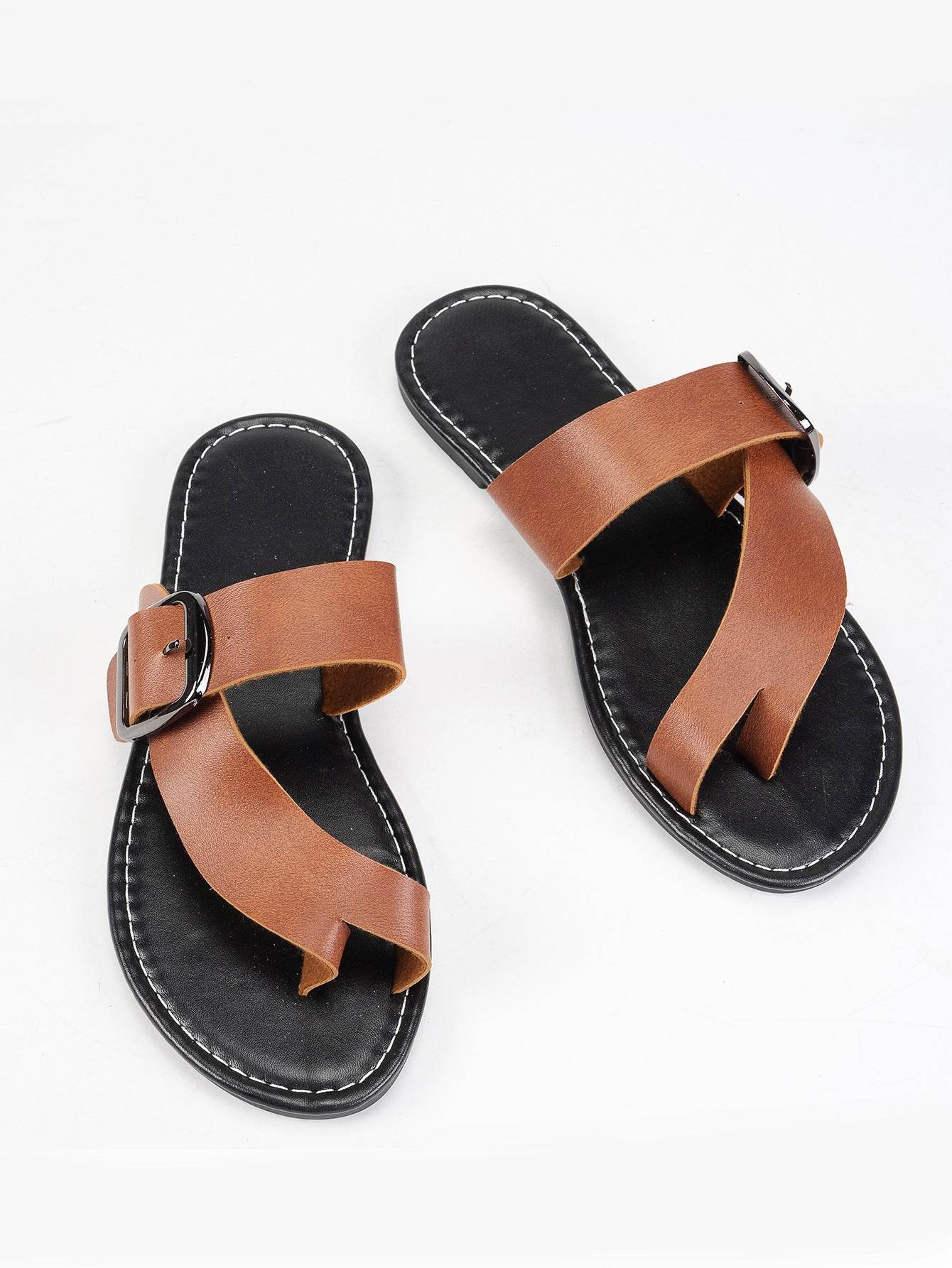 Summer Buckle Toe Clip Sandals Fashion Flat Beach Shoes Casual Comfortable Slides Slippers - Velora