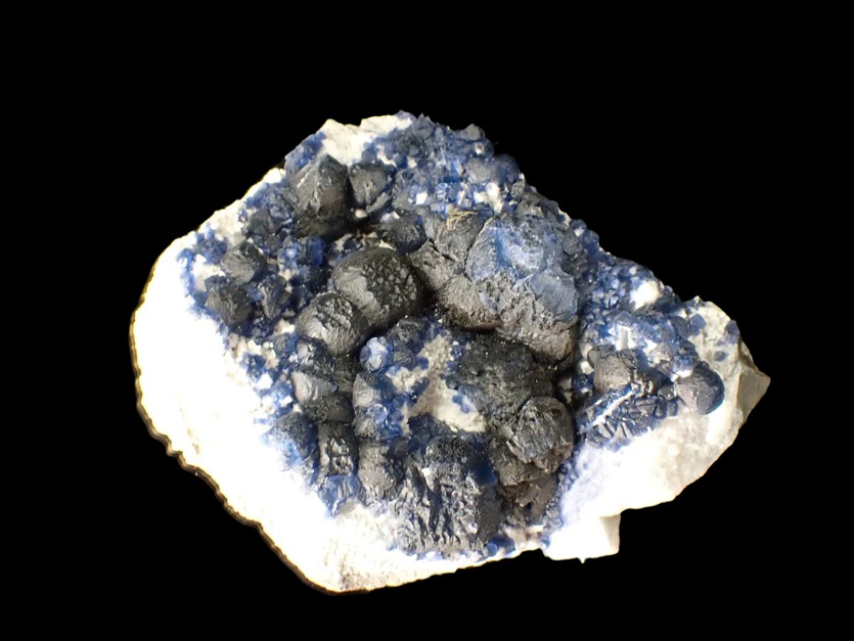 Botryoidal Blueberry Fluorite with Sharp Crystal Zoning Huanggang Mine, Inner Mongolia 3.5 x 3" 276 grams