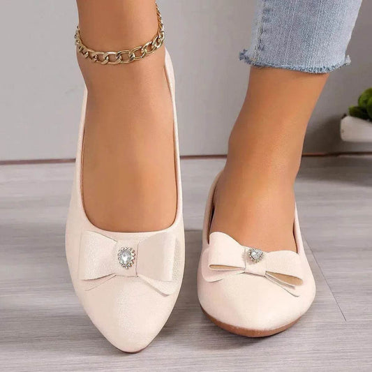 Bowknot Flats Shoes Fashion Casual Pointed Toe Loafers For Women Lazy Shoes - Velora