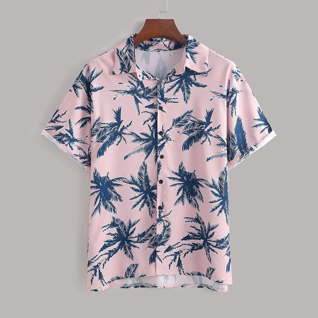Men's Full Size Tropical Print Hawaiian Style Top and Shorts Set Plus Size - Velora