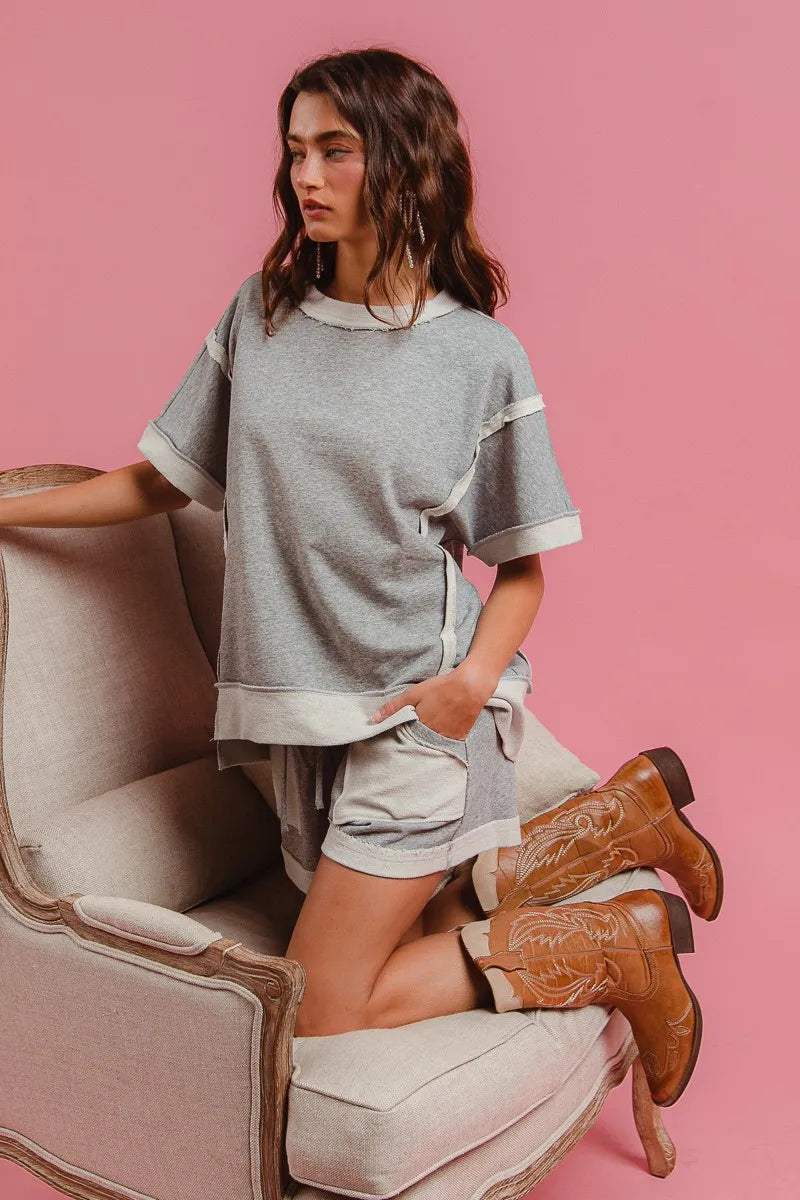 BiBi French Terry Knit Shorts with Side Pocket - Velora