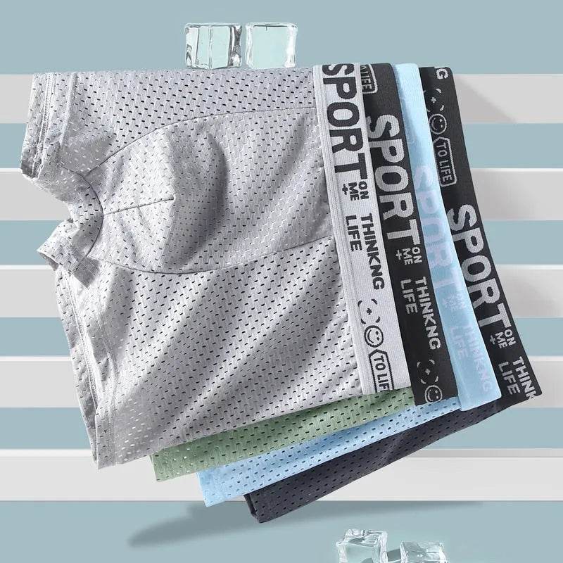 Men's Underwear Mid Waist Mesh Ice Silk Mesh SPORT Boxer Brief - Velora