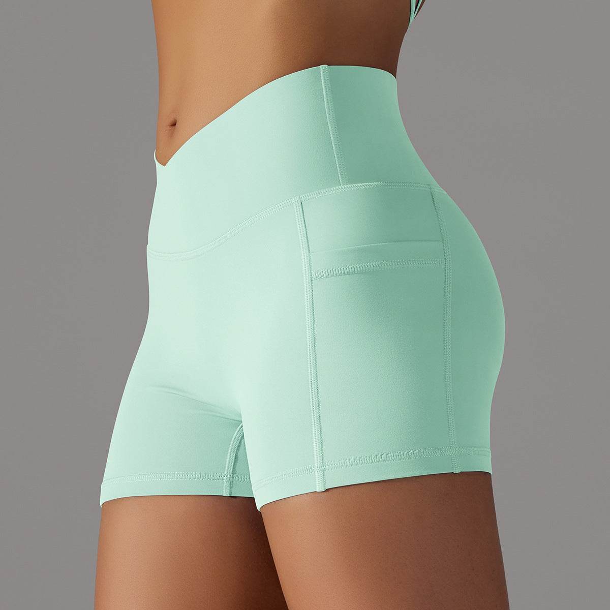 Yoga Shorts With Phone Pocket Design Fitness Sports Pants For Women Clothing - Velora