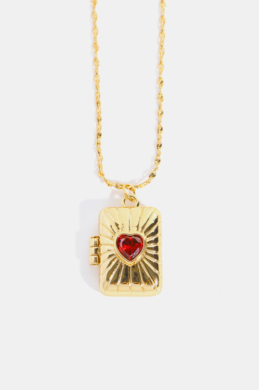 Heart Zircon Box Pendant Copper Necklace - Velora