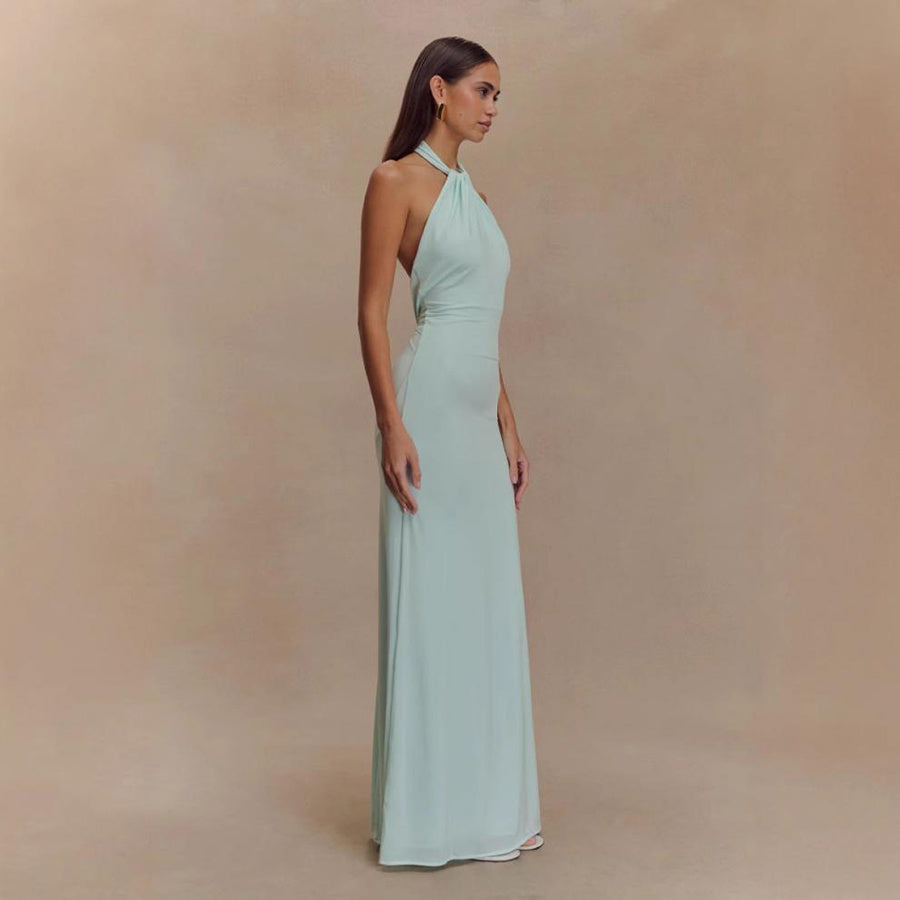 Ins Bodycon Halter Dress Sexy Backless Slim Fit Waist Slimming Maxi Dresses Prom Party Club Clothing For Women Velora