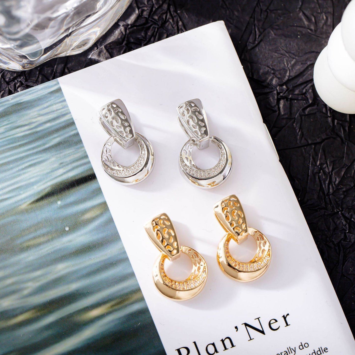 Hollow Round Moon Earrings Jewelry Women - Velora