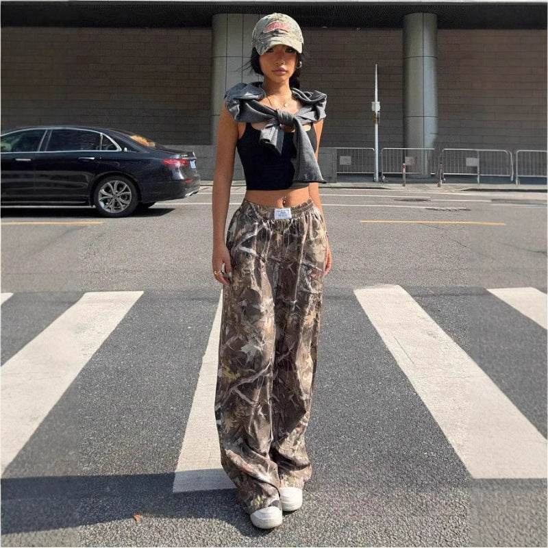 Slimming Casual Pants Hip Hop Retro Street Multi-pocket Camouflage Cargo Pants For Women Y2k Hip-hop Cargo Grunge Baggy Trousers - Velora