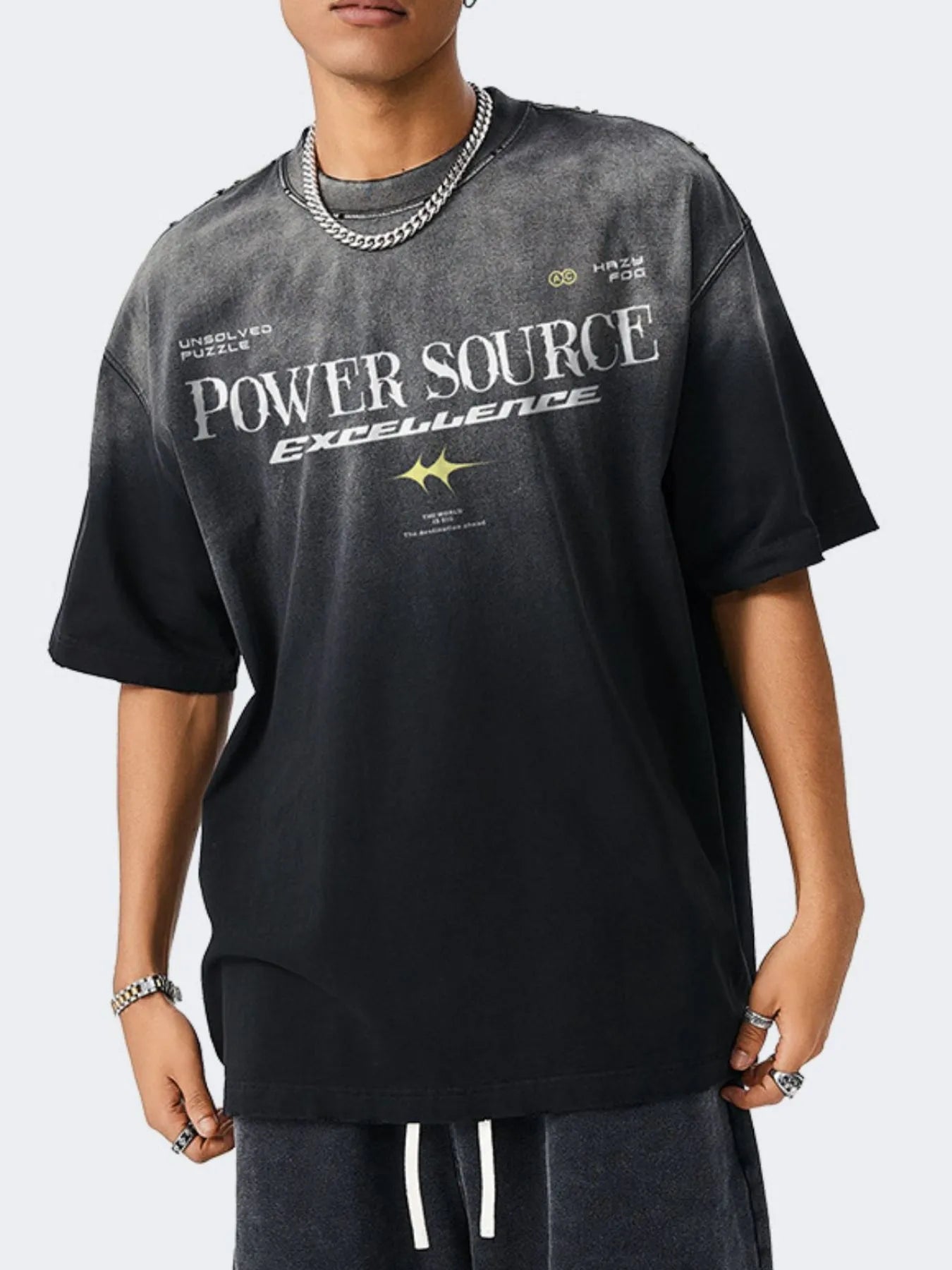 Men's Letter Graphic Round Neck Short Sleeve T-Shirt - Velora