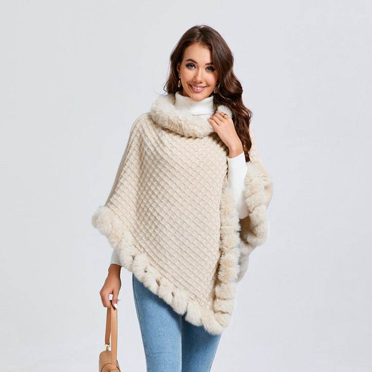 Rex Rabbit Fur Collar Shawl Cape Luxury Fur Cape Wraps Shawl Autumn Winter Fashion Graceful Cloak Outerwear Women Party Wedding Dress - Velora