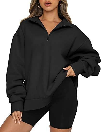 Women Sweatshirts Zip Turndown Collar Loose Casual Tops Clothes - Velora
