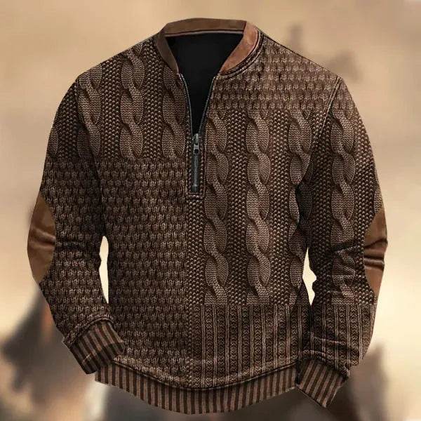 Printed Men's 3D Half Placket Zipper Sweatshirt Pullover - Velora