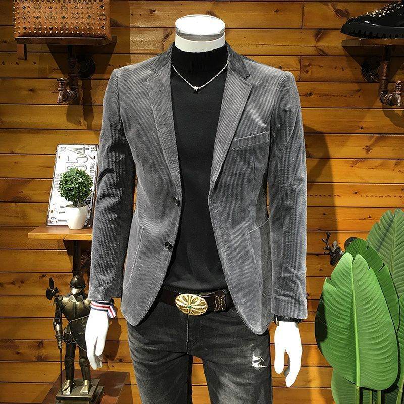 Corduroy Suit Men's Business Slim Fit Casual Small Suit - Velora