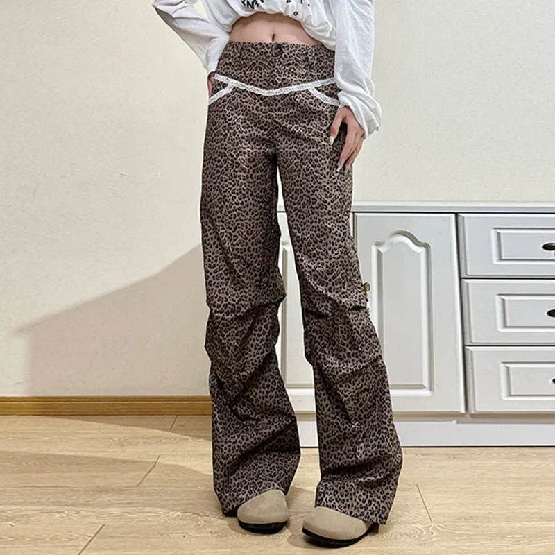 Slim Woven Leopard Print Casual Pants For Women - Velora
