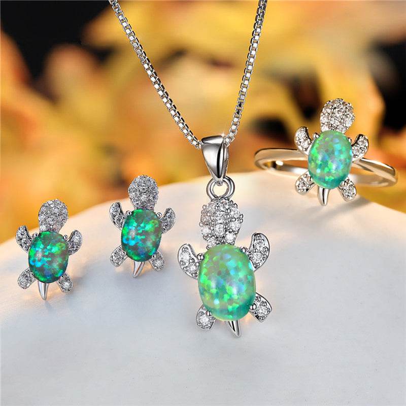 Fashion Oval Zircon Pendant Turtle Shape Necklaces With Rainbow Stone Multicolor Animal Necklace Jewelry For Woman And Children - Velora