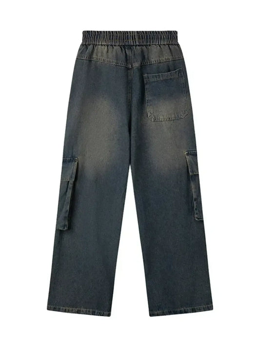 Men's Elastic Waist Washed Cargo Jeans - Velora