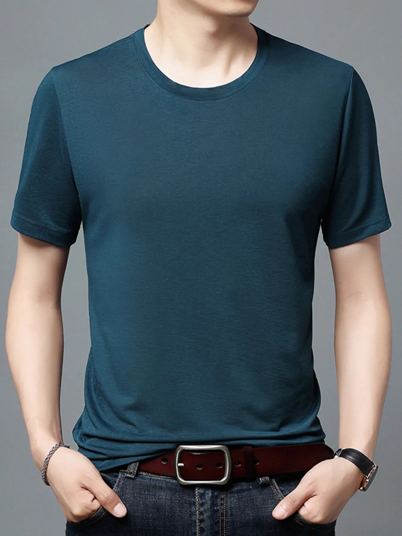 Men's Plus Size Classic Crew Neck Basic T-Shirt - Velora