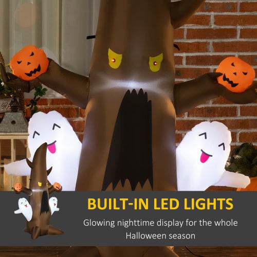 5 Halloween Inflatables Outdoor Decorations Ghost Tree With Pumpkins, Blow-Up LED Yard Decor Indoor Outdoor For Garden, Lawn, Party, Holiday - Velora