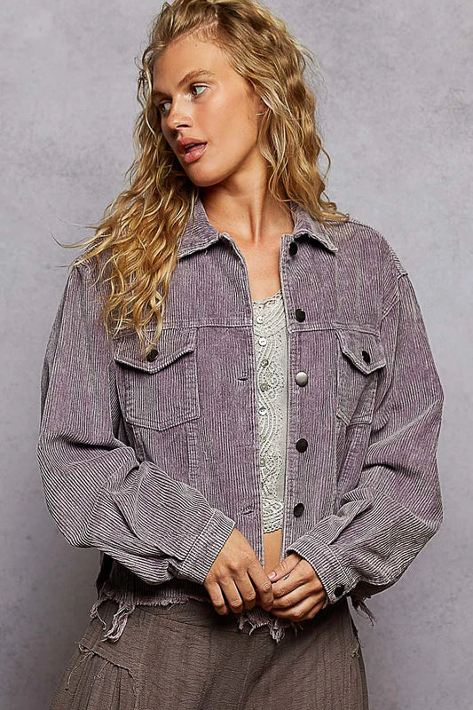 POL Button Down Corduroy Trucker Jacket - Velora