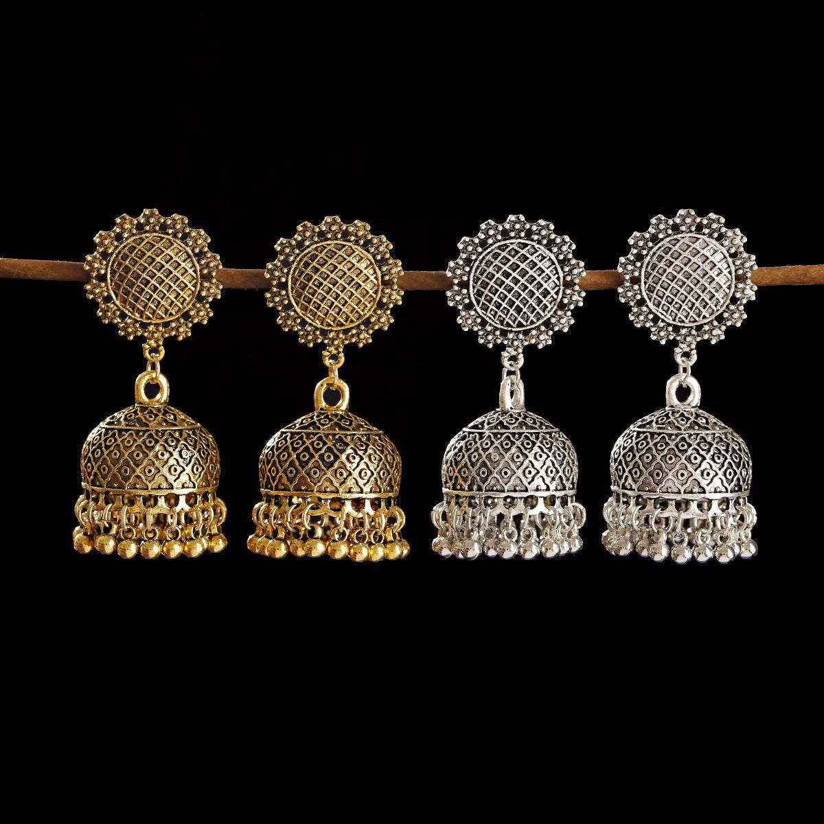 Bohemian Water Drop Ear Studs Buddha Light India Thailand Alloy Round Ring Earrings - Velora