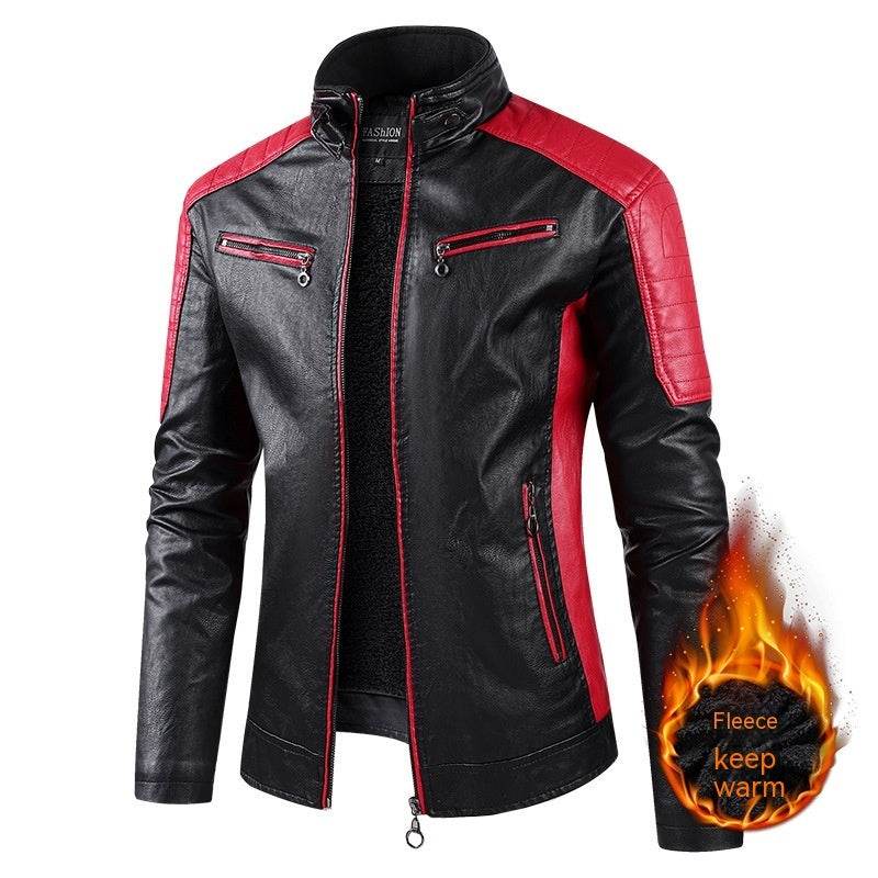 European Size Autumn And Winter Leisure Leather Men's Coat Fleece-lined - Velora