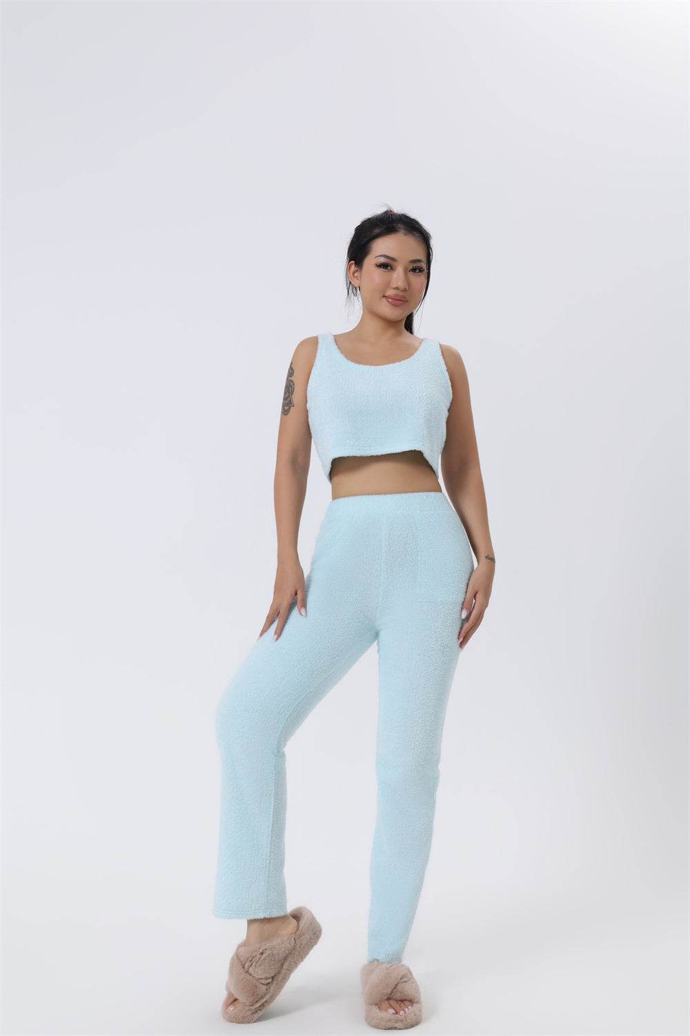 Cozy Pajama Set, 3 Piece Lounge Set, Cute Loungewear, Warm Suit Sets, Matching Set, Lounge Set, 3 Piece Pant Sets, Women Winter Dress - Velora