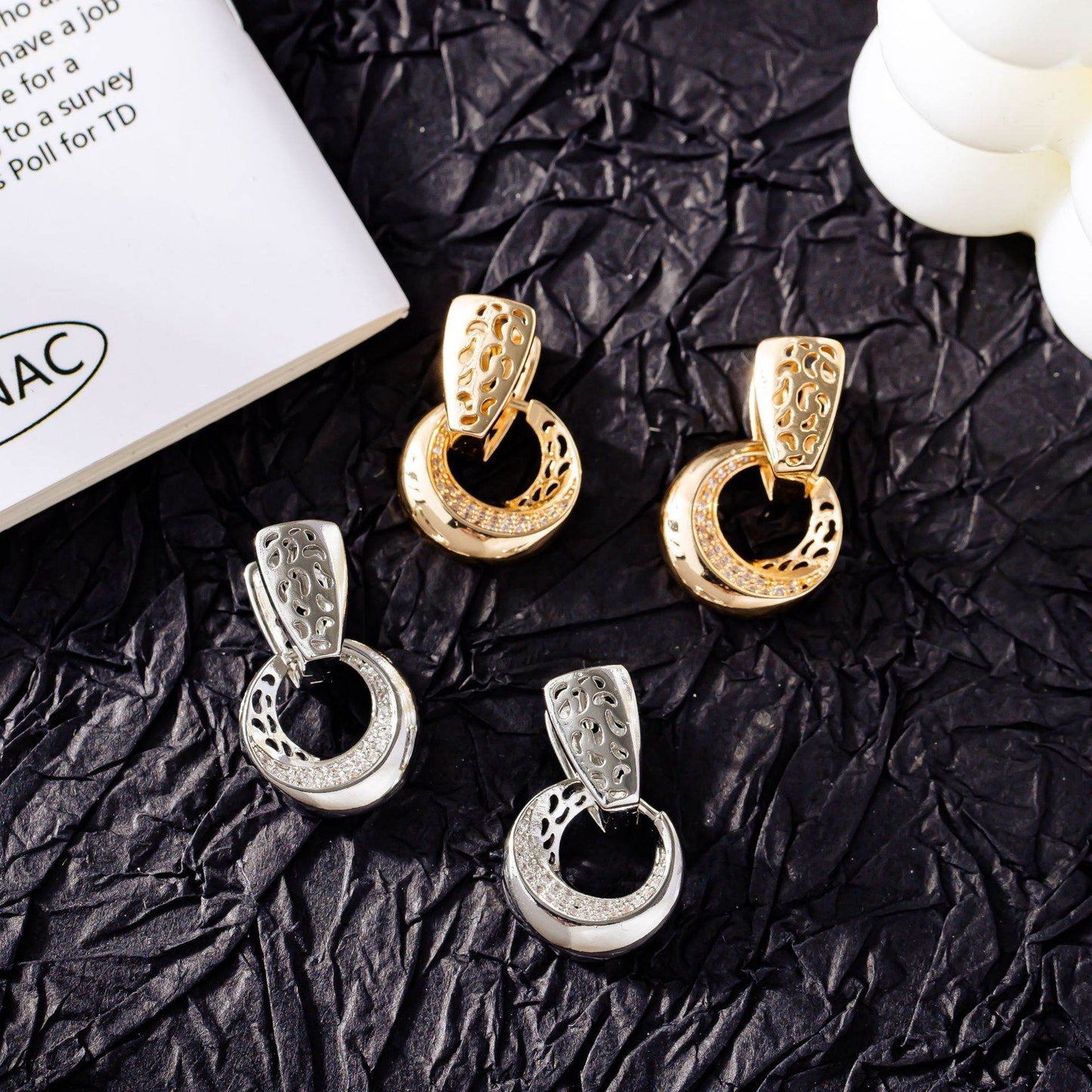 Hollow Round Moon Earrings Jewelry Women - Velora