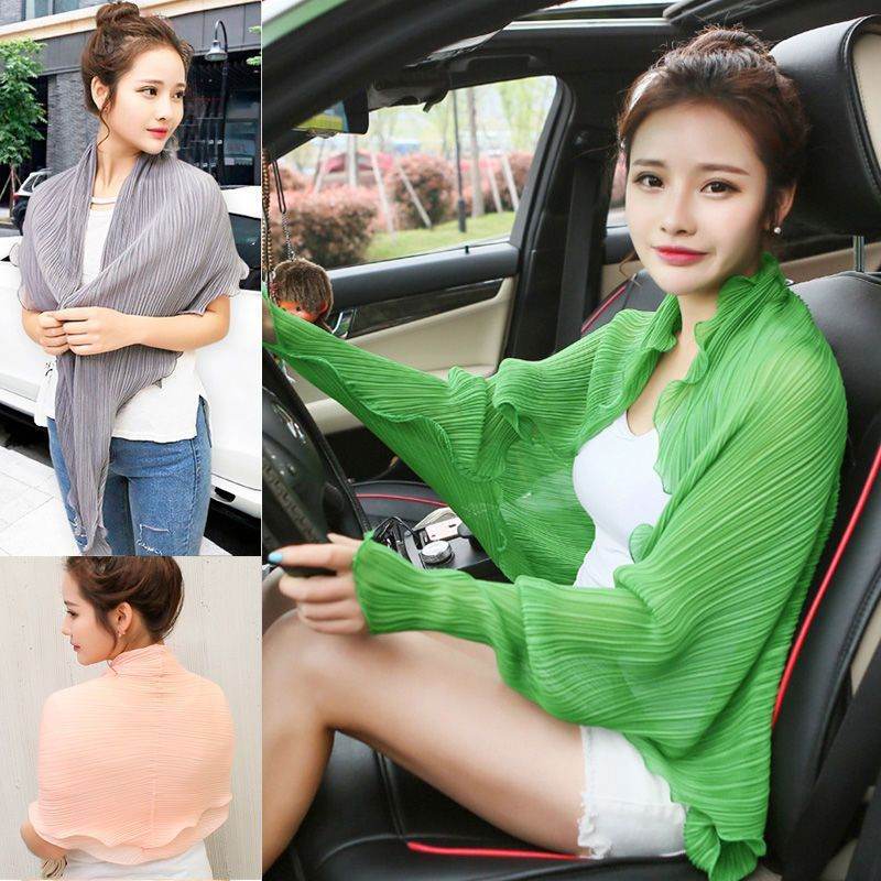 Pleated Shawl Scarf Cycling Beach Sun Protection Clothing Cardigan - Velora
