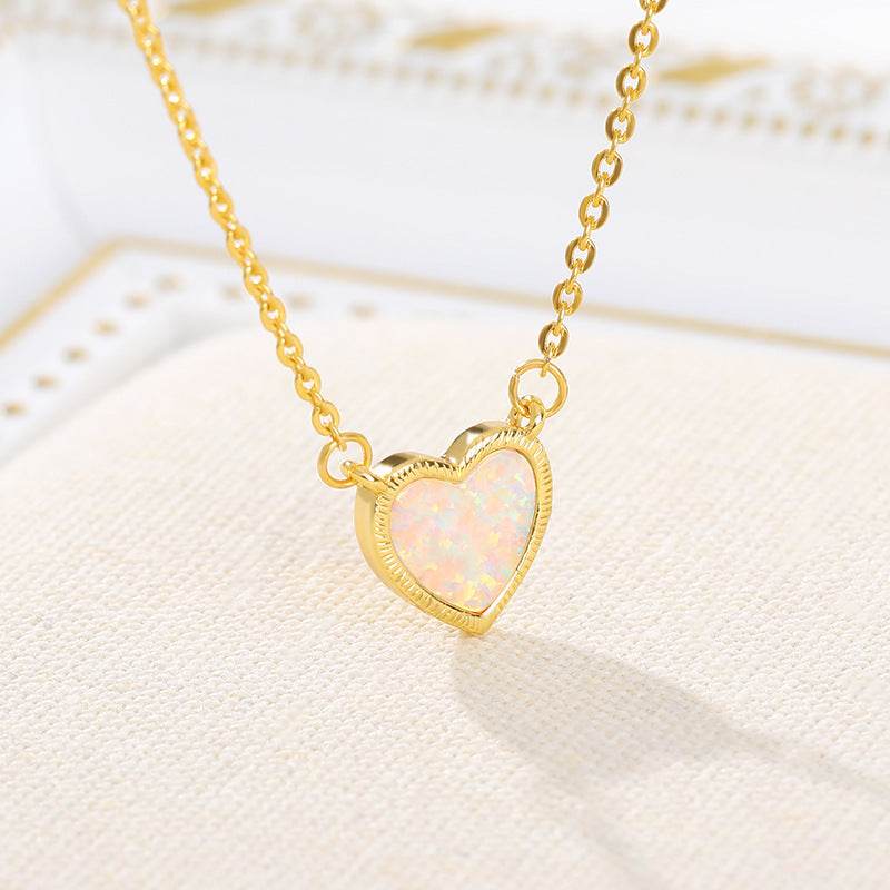 Romantic Heart Necklace Copper Zircon Pendant Necklace for women - Velora