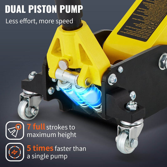 1.5 Ton Low Profile Aluminum Steel Racing Floor Jack Dual Lift Car