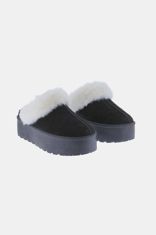 Weeboo Thick Bottom Fur Trim Snow Slippers - Velora