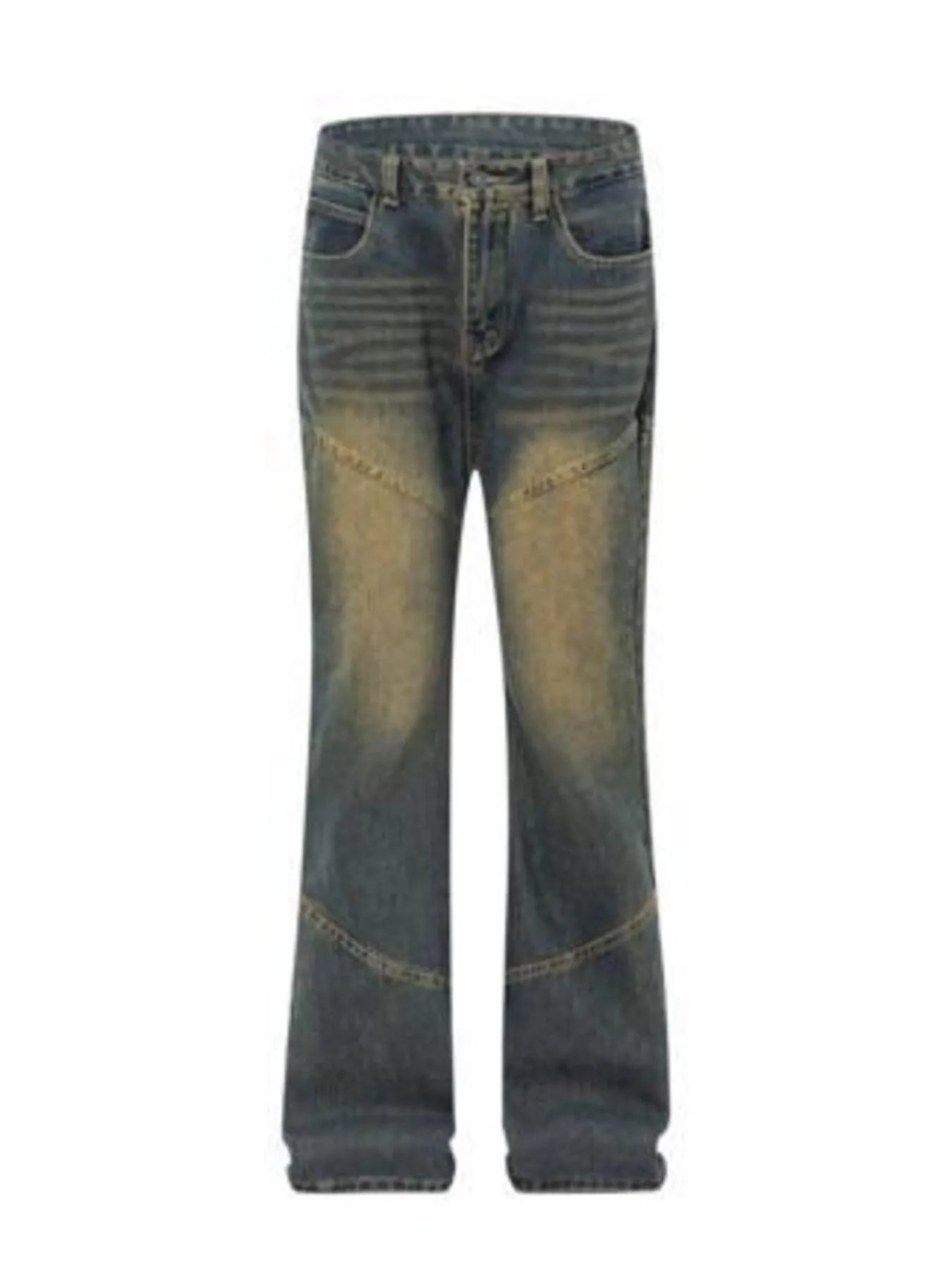 Men's Full Size Vintage Wash Bootcut Denim Jeans Plus Size - Velora