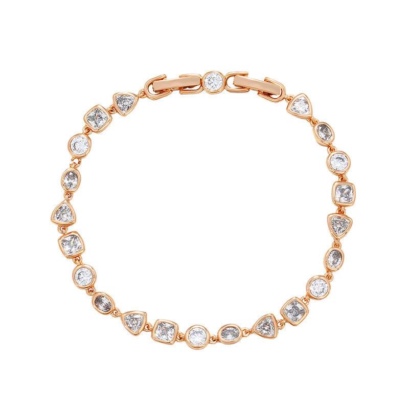Affordable Luxury Style Korean Fashion Exquisite Full Diamond Geometric Bracelet - Velora