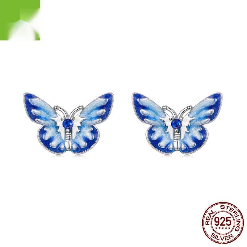 New Blue Color Butterfly Gradient Stud Earrings - Velora