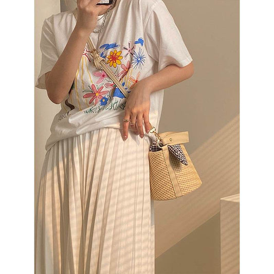 Women's Fashion Summer Bags All Match Bucket Straw Bag - Velora
