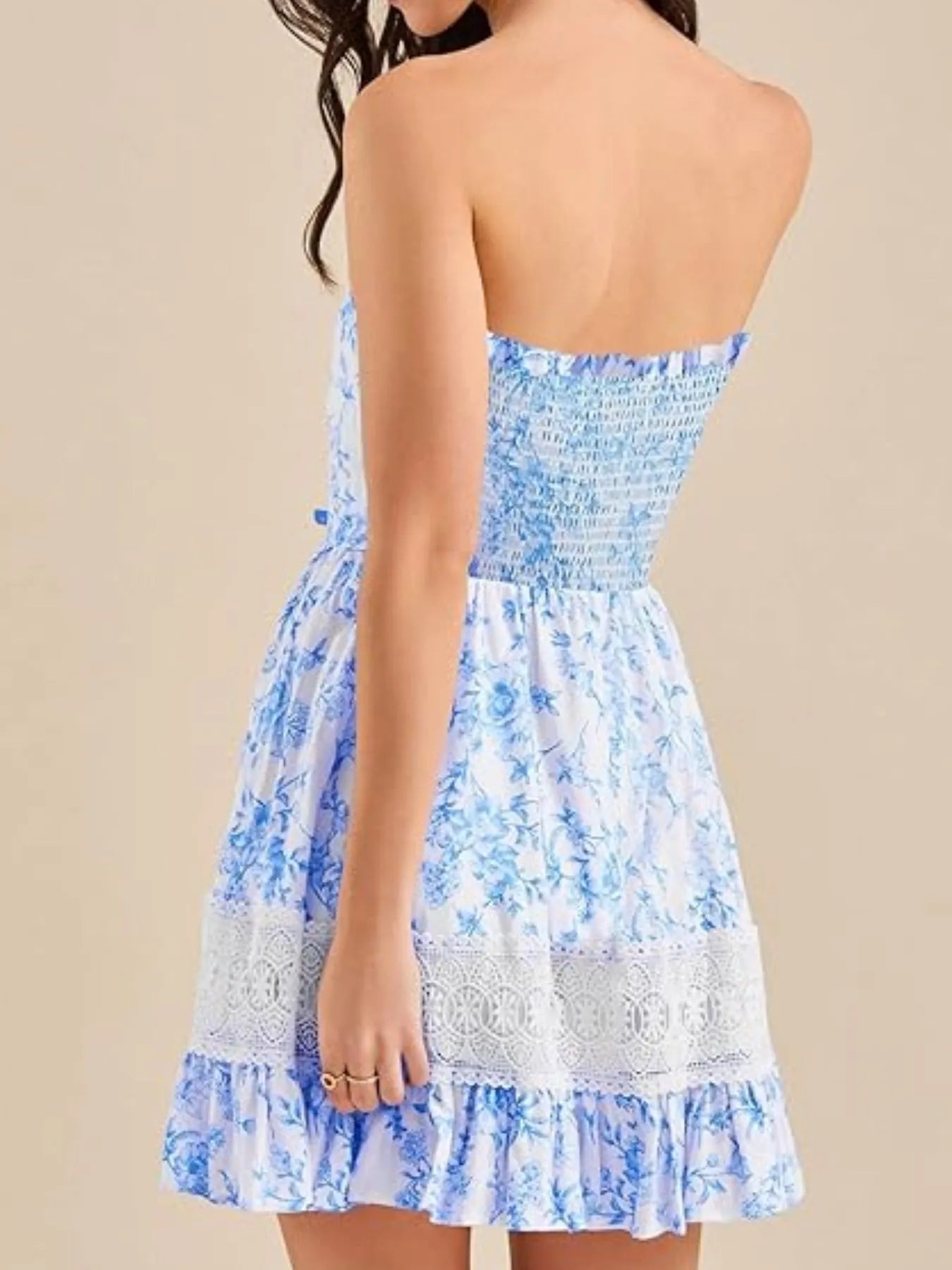 Ruffled Hem Printed Tube Dress - Velora
