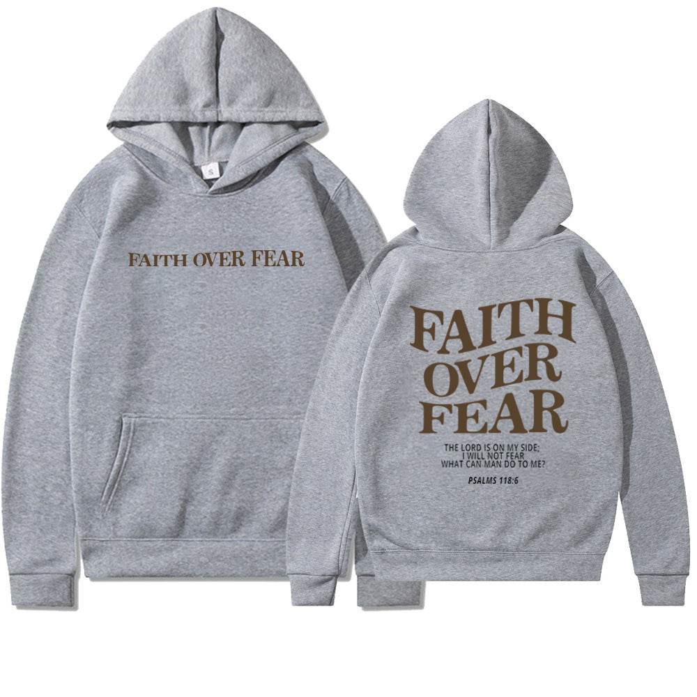 Faith Over Fear Christian Hoodie Christian Sweatshirt Jesus Hoodie Trendy Hoodie Bible Verse Shirt Unisex Aesthetic Clothes - Velora