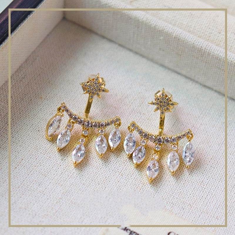 New Retro Eight Awn Star Zircon Earrings Fashion Pendant Stud Earrings Women's High Jewelry Party Gift - Velora