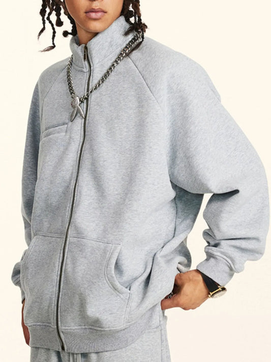 Men's Zip Up Raglan Sleeve Sweatshirt - Velora